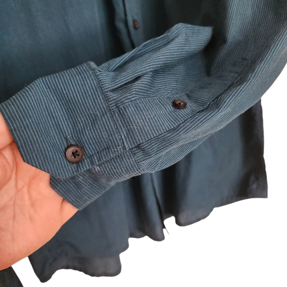 Tranquility Mayhem Green Teal Striped Button Front Shirt SZ Med - Picture 2 of 8